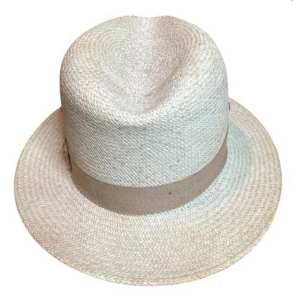 Vintage Eddie Bauer Genuine Panama Hat Handwoven in Ecuador Straw Fedora Small